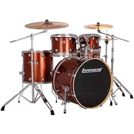 Ludwig Evolution 5-Piece Drum Set With 22" Bass Drum and Zildjian I Series Cymbals Copper