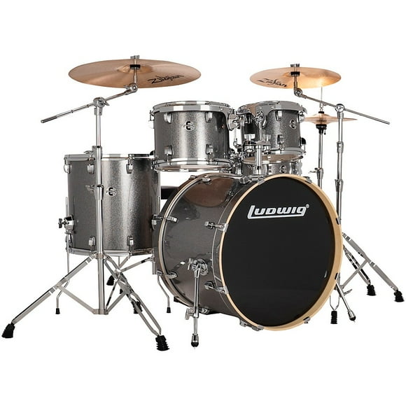 Ludwig Evolution 5-Piece Drum Set With 22" Bass Drum and Zildjian I Series Cymbals Platinum