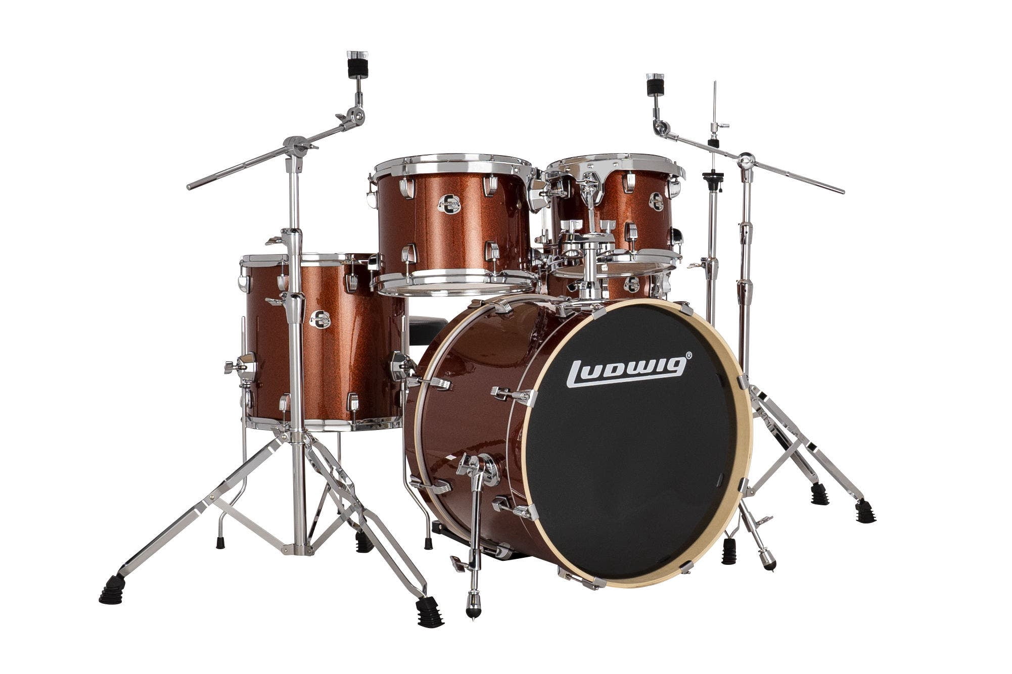 Ludwig Evolution 5-Piece Drum Set w/Hardware, 20" Kick, Copper Sparkle