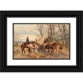 thumbnail image 1 of Ludwig Gedlek 18x13 Black Ornate Wood Framed Double Matted Museum Art Print Titled - A Troop Laying, 1 of 5