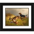 thumbnail image 1 of Ludwig Gustav Voltz 18x15 Black Ornate Wood Framed Double Matted Museum Art Print Titled - Handled Game and Hunting Dog, 1 of 5