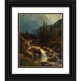 thumbnail image 1 of Ludwig Halauska 12x14 Black Ornate Wood Framed Double Matted Museum Art Print Titled: Mountains with Rising Thunderstorms, 1 of 5