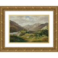 thumbnail image 1 of Ludwig Halauska 14x11 Gold Ornate Wood Frame and Double Matted Museum Art Print Titled - Valley with Mountains (1861), 1 of 4
