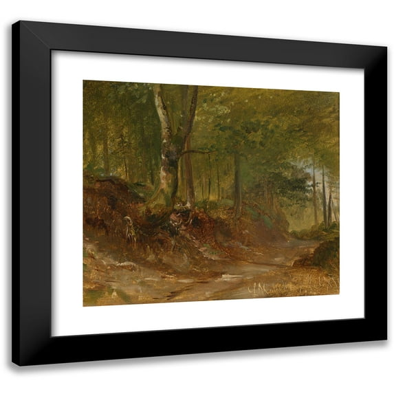 Ludwig Halauska 14x12 Black Modern Framed Museum Art Print Titled - Waldweg (1855)