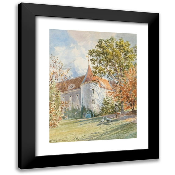 Ludwig Hans Fischer 12x14 Black Modern Framed Museum Art Print Titled - Jagdschlossl in Autumn Sunlight