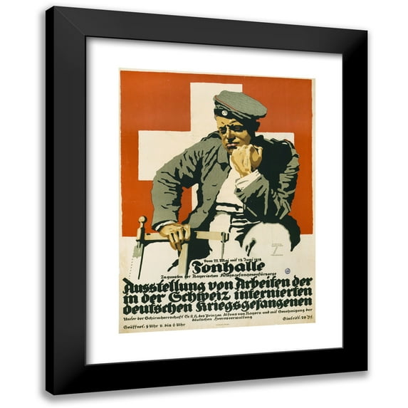 Ludwig Hohlwein 18x24 Black Modern Framed Museum Art Print Titled - Tonhalle . Exhibition of Works by the German Prisoners of War Internal for Switzerland (1918)