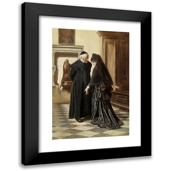 Ludwig Johann Passini 11x14 Black Modern Framed Museum Art Print Titled - A Serious Conversation