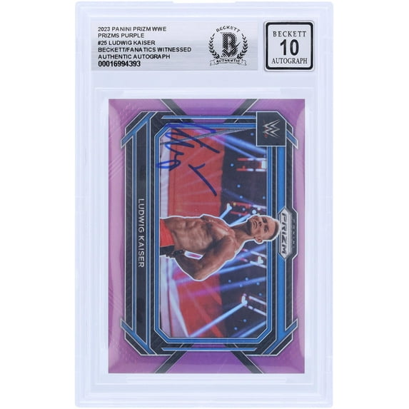 Ludwig Kaiser WWE Autographed 2023 Panini Prizm Purple Prizm #25 #/149 Beckett Fanatics Witnessed Authenticated 10 Card - Fanatics Authentic Certified