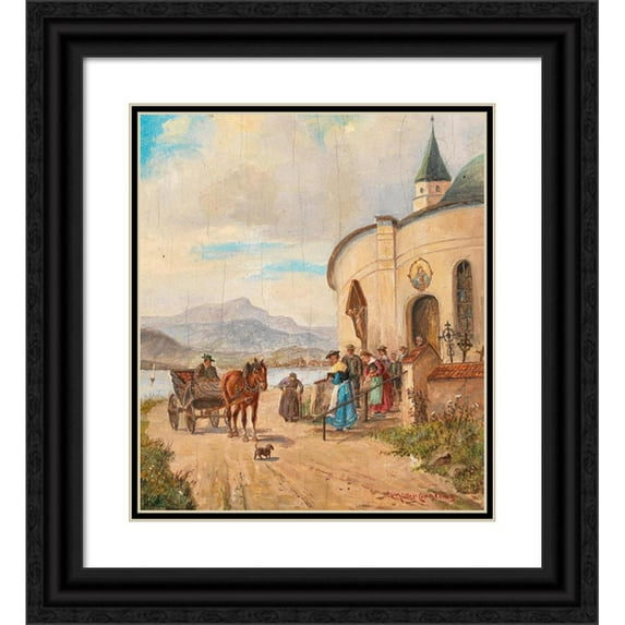 Ludwig Müller-Cornelius 15x17 Black Ornate Wood Framed Double Matted Museum Art Print Titled - After the Church
