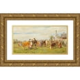 thumbnail image 1 of Ludwig Müller-Cornelius 18x11 Gold Ornate Wood Frame and Double Matted Museum Art Print Titled - Cattle Market, 1 of 4