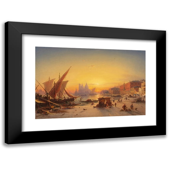 Ludwig Mecklenburg 14x11 Black Modern Framed Museum Art Print Titled - Venice in the Evening Light (1854)