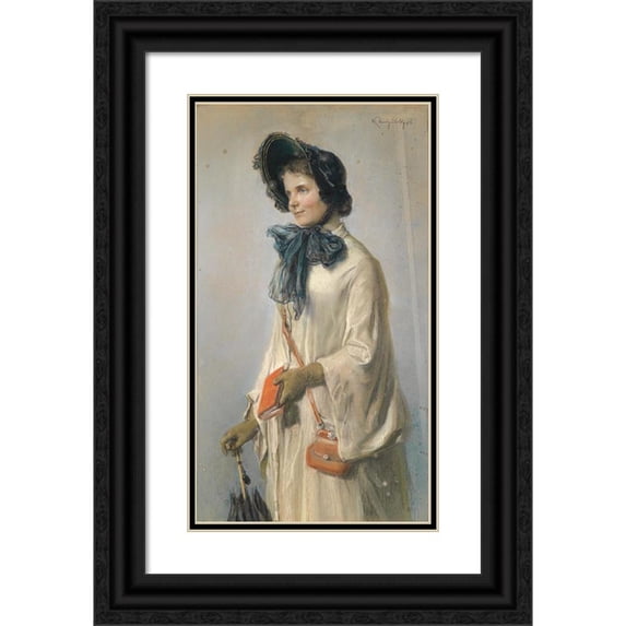 Ludwig Michalek 15x24 Black Ornate Framed Double Matted Museum Art Print Titled: On the Trip (1886)
