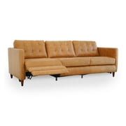 Ludwig Mid Century Genuine Leather Left-Facing Power Inclining Sofa in Tan