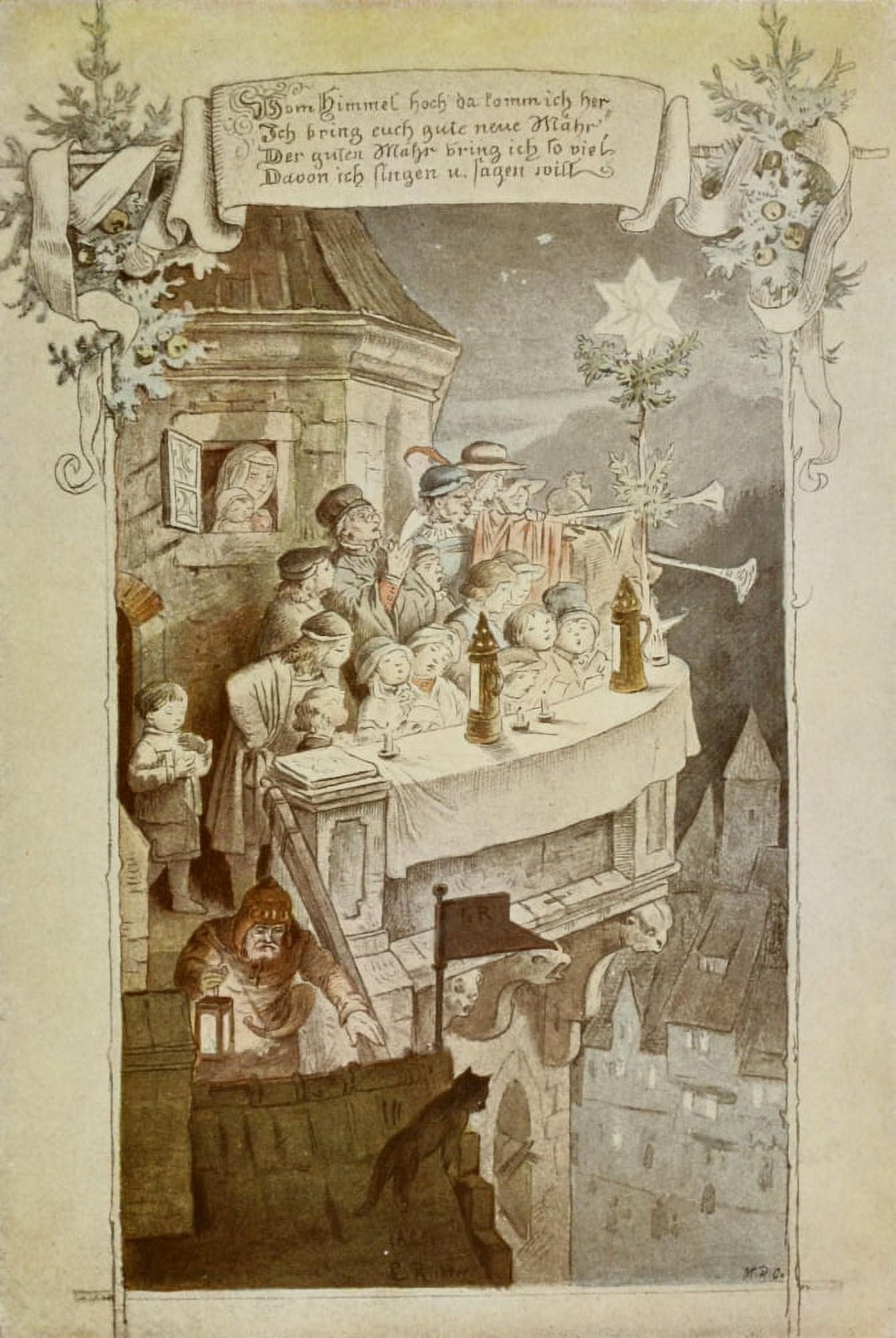 Ludwig Richter 1906 Christmas scene Canvas Art - Ludwig Richter (24 x 36)