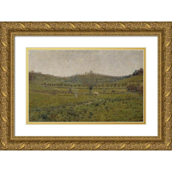 Ludwig Sigmundt 14x11 Gold Ornate Wood Frame and Double Matted Museum Art Print Titled - Weide (1904)