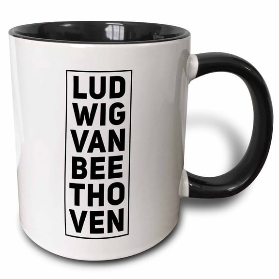 3drose, Ludwig Van Beethoven Fan Design, 11oz Two-tone Black Mug