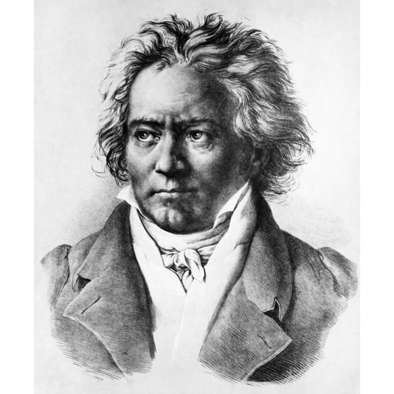 Ludwig Van Beethoven N(1770-1827). German Composer. Drawing After A Charcoal And Chalk Drawing 1818 By August Karl