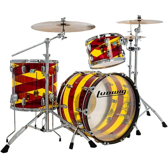 Ludwig Vistalite 50th Anniversary Fab 3-Piece Shell Pack With 22" Bass Drum Red/Yellow/Red