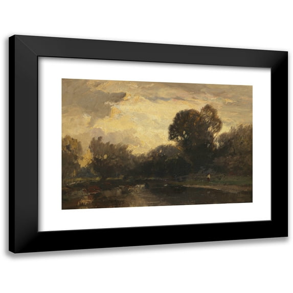 Ludwig Willroider 24x18 Black Modern Framed Museum Art Print Titled - River Landscape (Approx. 1870-1890)