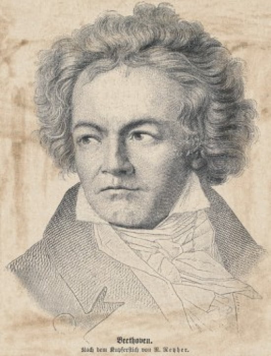 Ludwig van Beethoven  German composer (1770-1827)  Artist Unknown Canvas Art -  (18 x 24)