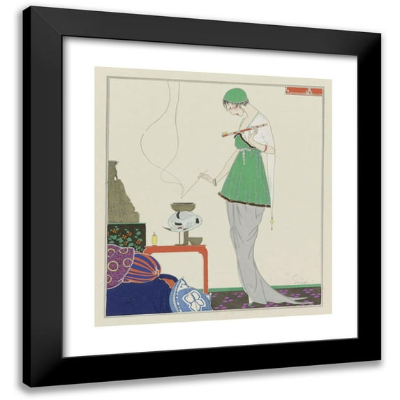 Ludwik Strimpl 15x16 Black Modern Framed Museum Art Print Titled - Black Smoke; Redfern Evening Dress (1914)