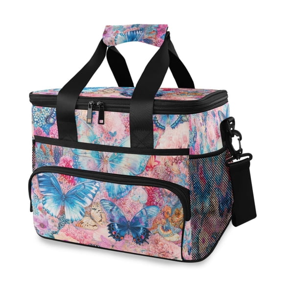 Lue Butterflies and Floral Insulated Lunch Bag 15L Cooler Box for Women Men Work Camping Beach Travel