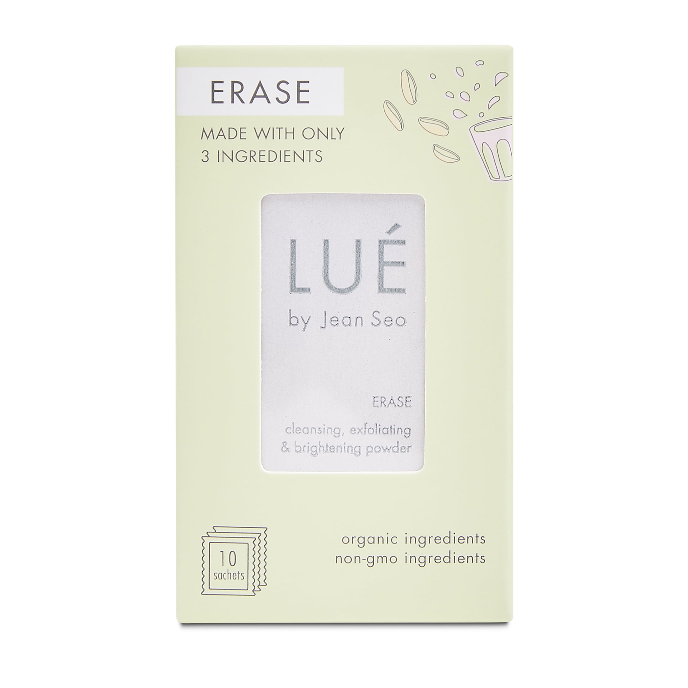 Lue by Jean Seo Erase Cleansing Exfoliating & Brightening Powder to Go, Organic & Non-Gmo Ingredient