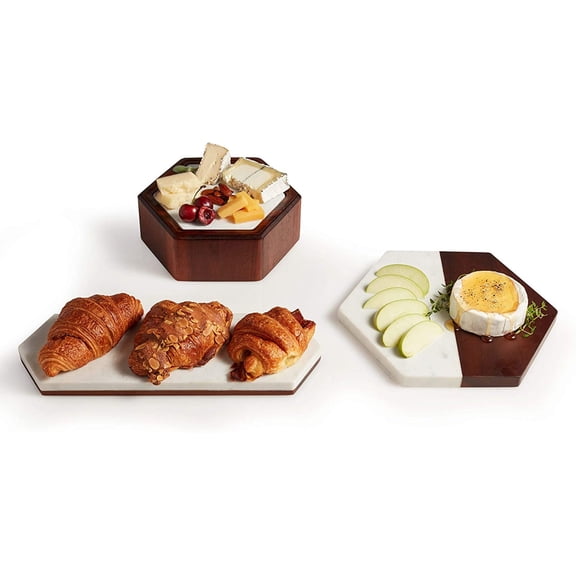 LueInJoy Urban Story 3-Piece Tray and Bowl Starter Set 10-inch and 15-inch Trays 8-inch Bowl