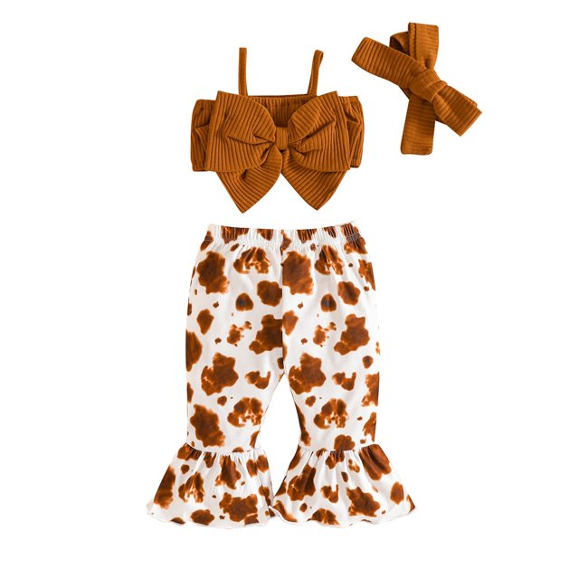 Luethbiezx Charming Baby Girls Pants Set with Bowknot Camisole and