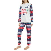 Luethbiezx Family Christmas Pajamas Set with Long Sleeve Tops and Snowflake Trousers
