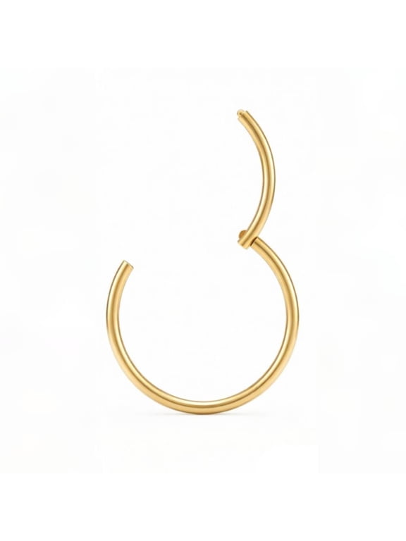 22G 8mm 18K Gold Plated Surgical Steel Hinged Clicker Nose Hoop Septum Ring