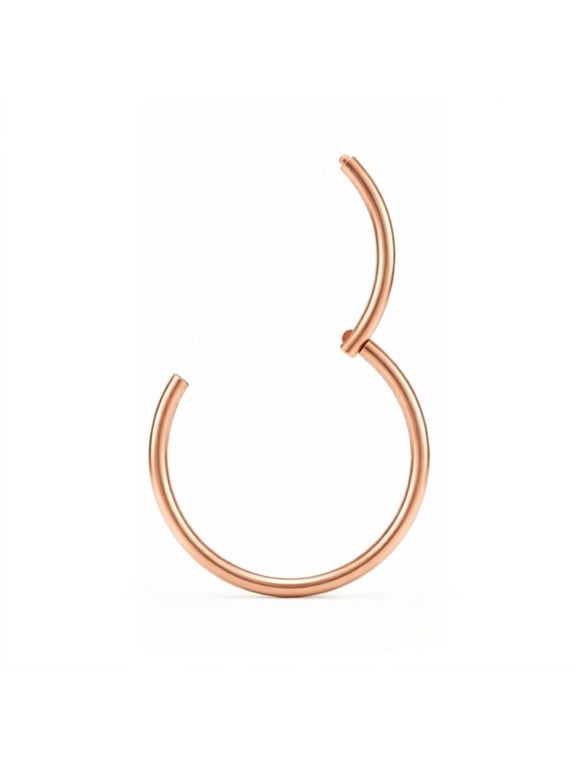 22G 8mm Rose Gold Plated Surgical Steel Hinged Clicker Nose Hoop Septum Ring