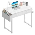 thumbnail image 1 of Lufeiya Small White Desk with Drawers - for Bedroom, 32 Inch Home Office Computer Desk with Fabric Storage Drawer and Bag, Study Writing Table for Small Spaces, White, 1 of 9
