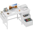 thumbnail image 1 of Lufeiya White Computer Desk with Fabric File Drawers Cabinet, 47 Inch Home Office Desks with Filing Cabinet for Small Space, Modern Writing Table PC Desks, White, 1 of 7