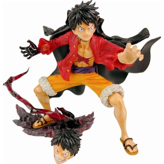 Luffy Figure Fighting Monkey D. Luffy Replacement Head Anime Figures 19cm/7.5inch PVC Cosplay Model Collectible for Anime Fans Gift