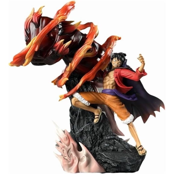 Luffy Figure Strike A Heavy Punch Hellfire Luffy Action Figures 30cm/11.8inch PVC Decorations Collectible Souvenirs for Anime Fans Gifts