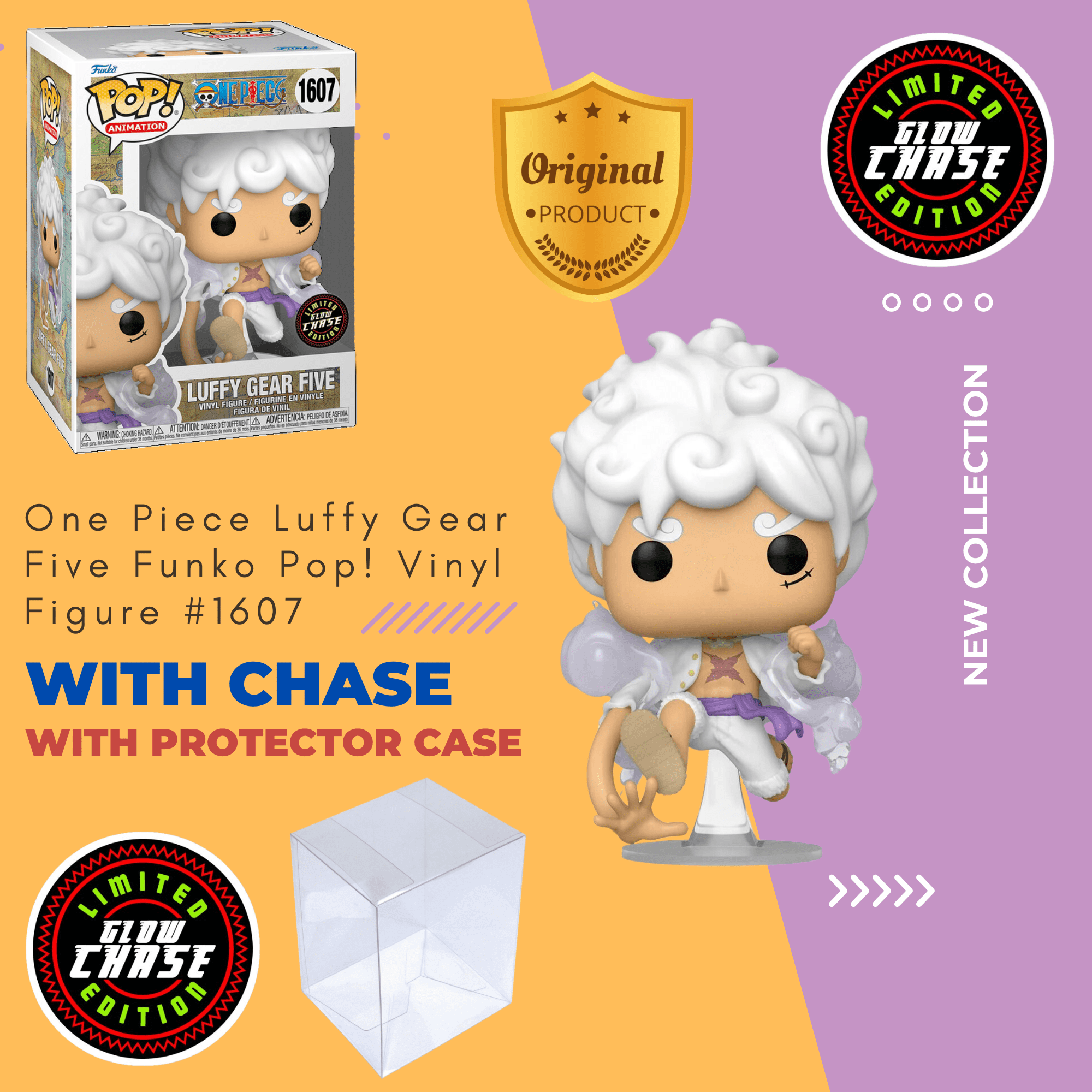 Luffy Gear Five Funko Pop! Vinyl Figure #1607 - Rare Glow
