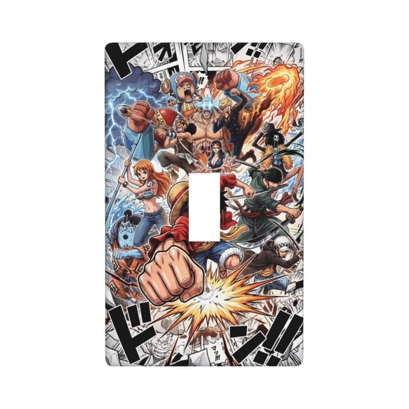 Luffy Zoro Sanji Nami Single Toggle Light Switch Plates Outlet Covers Decorative Electrical Wall Plate 1 Gang Receptacle Switchplate Decorate Plug Cover For Bathroom Bedroom 4.5 * 2.76 Inch