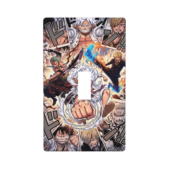 Luffy Zoro Sanji Single Toggle Light Switch Plates Outlet Covers Decorative Electrical Wall Plate 1 Gang Receptacle Switchplate Decorate Plug Cover For Bathroom Bedroom 4.5 * 2.76 Inch