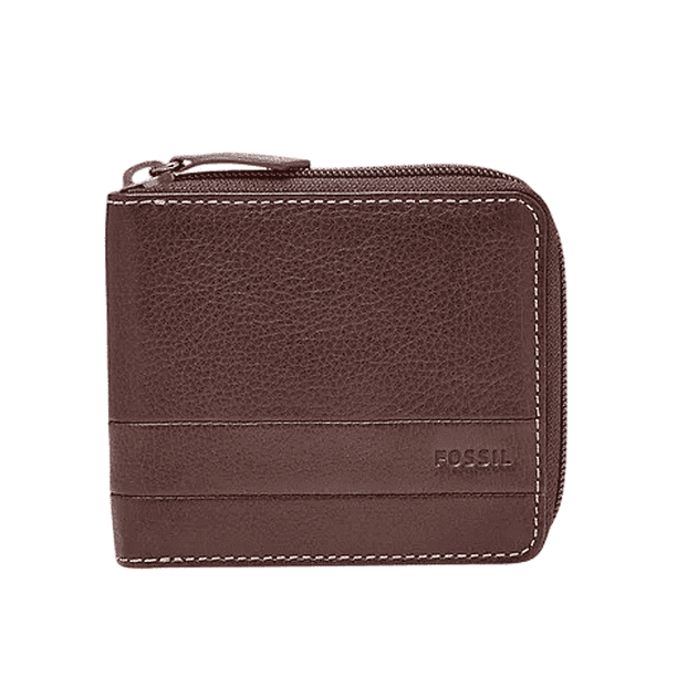 Fossil Lufkin Zipper Bifold Wallet for Men Genuine Leather Zip