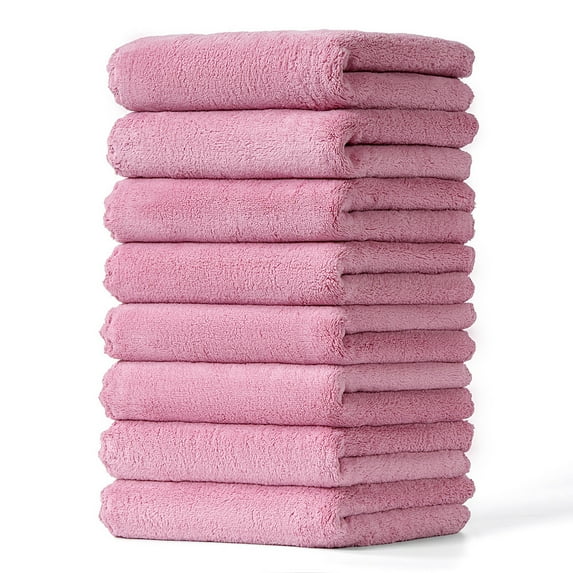 Lufly 8 Pack Premium Hand Towels - Quick Drying - Microfiber Coral Velvet Highly Absorbent Towels - Multipurpose Use as Hotel, Bathroom, Shower, Spa, Hand Towel 13.7 x 29.5 inches