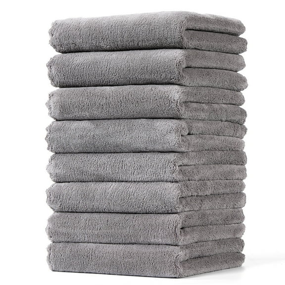 Lufly 8 Pack Premium Hand Towels - Quick Drying - Microfiber Coral Velvet Highly Absorbent Towels - Multipurpose Use as Hotel, Bathroom, Shower, Spa, Hand Towel 13.7 x 29.5 inches