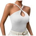 thumbnail image 1 of Lufly Halter Tops for Women Fashion Sexy Backless Sleeveless Solid Color Casual Going Out Tops Shirts ,White,S, 1 of 4
