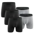 thumbnail image 1 of Lufly Men's Underwear Cotton Large Size Fatty Men's Boxer Underpants Extra Long Sport Solid Color,Black,Gray,L, 1 of 8