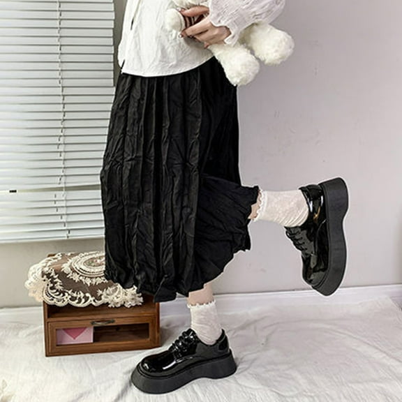 Lufly Patent Leather British Style Lace-up Small Leather Shoes Round Head Thick Bottom Heightening Casual Shoes Shoes Shoes With Skirt Pants