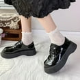 thumbnail image 1 of Lufly Patent Leather British Style Lace-up Small Leather Shoes Round Head Thick Bottom Heightening Casual Shoes Shoes Shoes With Skirt Pants, 1 of 8