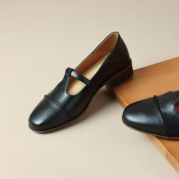 Lufly Retro Moccasin Single Shoes Round Head Hollow Small Leather Shoes Mary Soft Bottom Single Shoes Round Head Retro Flat Shoes