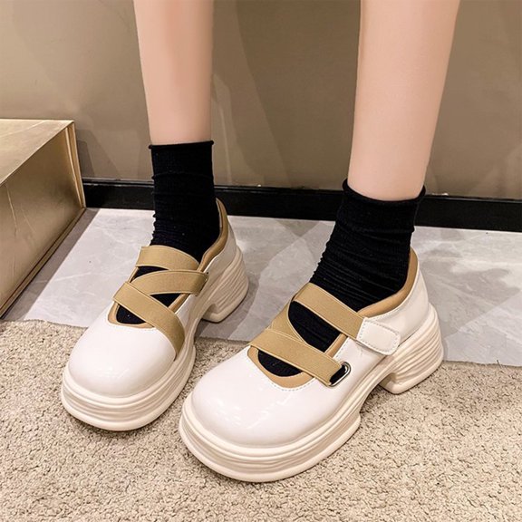 Lufly Small Fragrant Style Round-toe Pearl French Retro Mary Shoes For Women Flat Shallow Mouth Gentle Patent Leather Spring