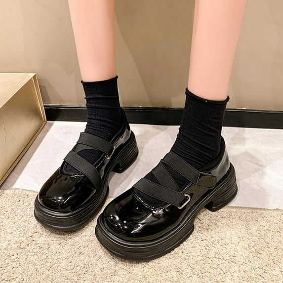 Lufly Small Fragrant Style Round-toe Pearl French Retro Mary Shoes For Women Flat Shallow Mouth Gentle Patent Leather Spring