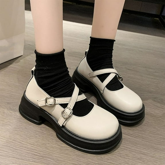 Lufly Small Fragrant Style Round-toe Pearl French Retro Mary Shoes For Women Flat Shallow Mouth Gentle Patent Leather Spring